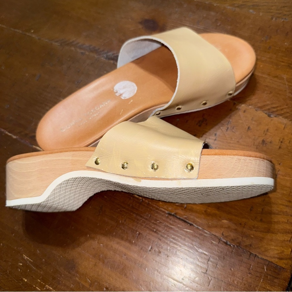 Donna Toscana Tan Slides/Heel leather upper size 7.5 made in Italy - Picture 11 of 12